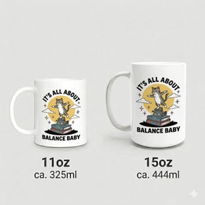 Mug with retro cat motif, text It's All About Balance Baby image 4