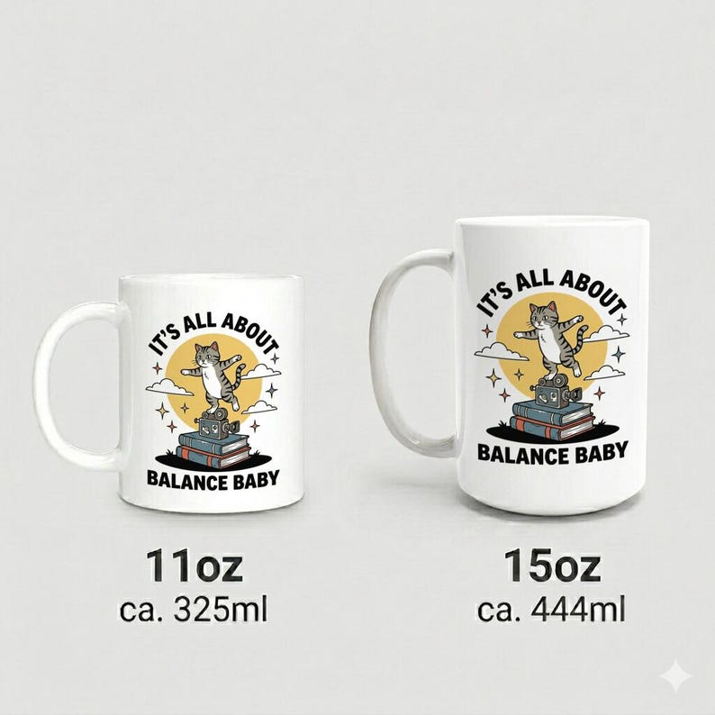 Mug with retro cat motif, text It's All About Balance Baby image 4
