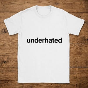 T-shirt with black text underheated on white