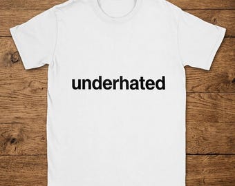 T-shirt with black text underheated on white