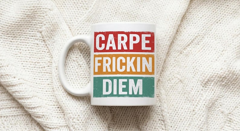 Mug Carpe Frickin Diem Retro Colored Design image 1