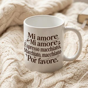 Mug Mi amore Espresso macchiato text white ceramic cup Bild 3