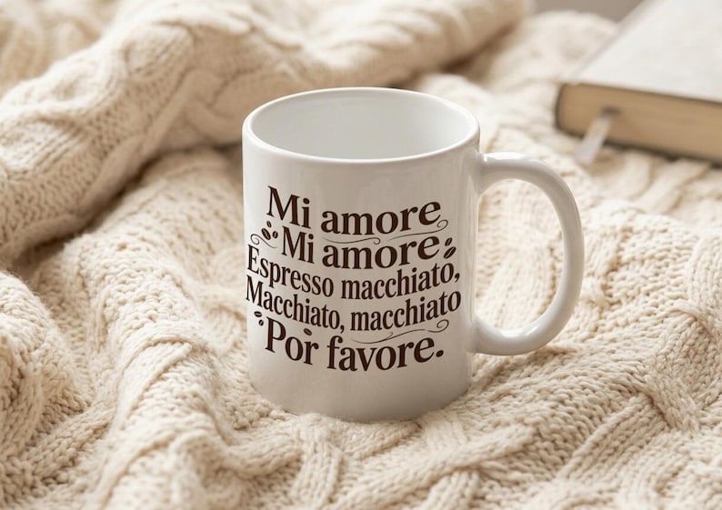 Mug Mi amore Espresso macchiato text white ceramic cup Bild 3