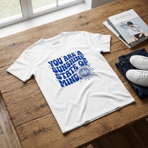 T-Shirt You Are A Sunshine State Of Mind Retro Blue Wavy image 7