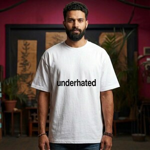 T-shirt with black text underheated on white image 3