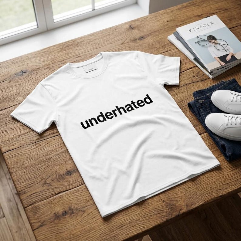 T-shirt with black text underheated on white image 7