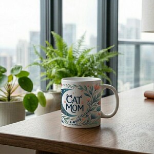 Mug Cat Mom Aesthetic Cat Motif Ceramic Coffee Cup image 5