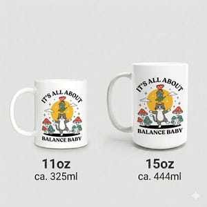 Mug Balancing Cat on Unicycle with Text It's All About Balance Baby image 4