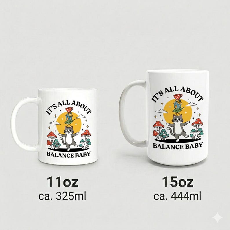 Mug Balancing Cat on Unicycle with Text It's All About Balance Baby image 4