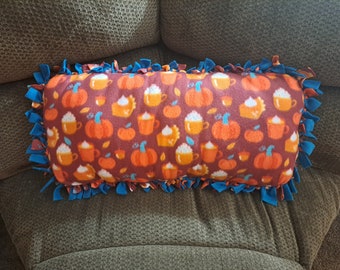 Handmade Jumbo Pumpkin Spice Latte Autumn Pumpkin Pie Fall Pumpkins No Sew Fleece Pillow