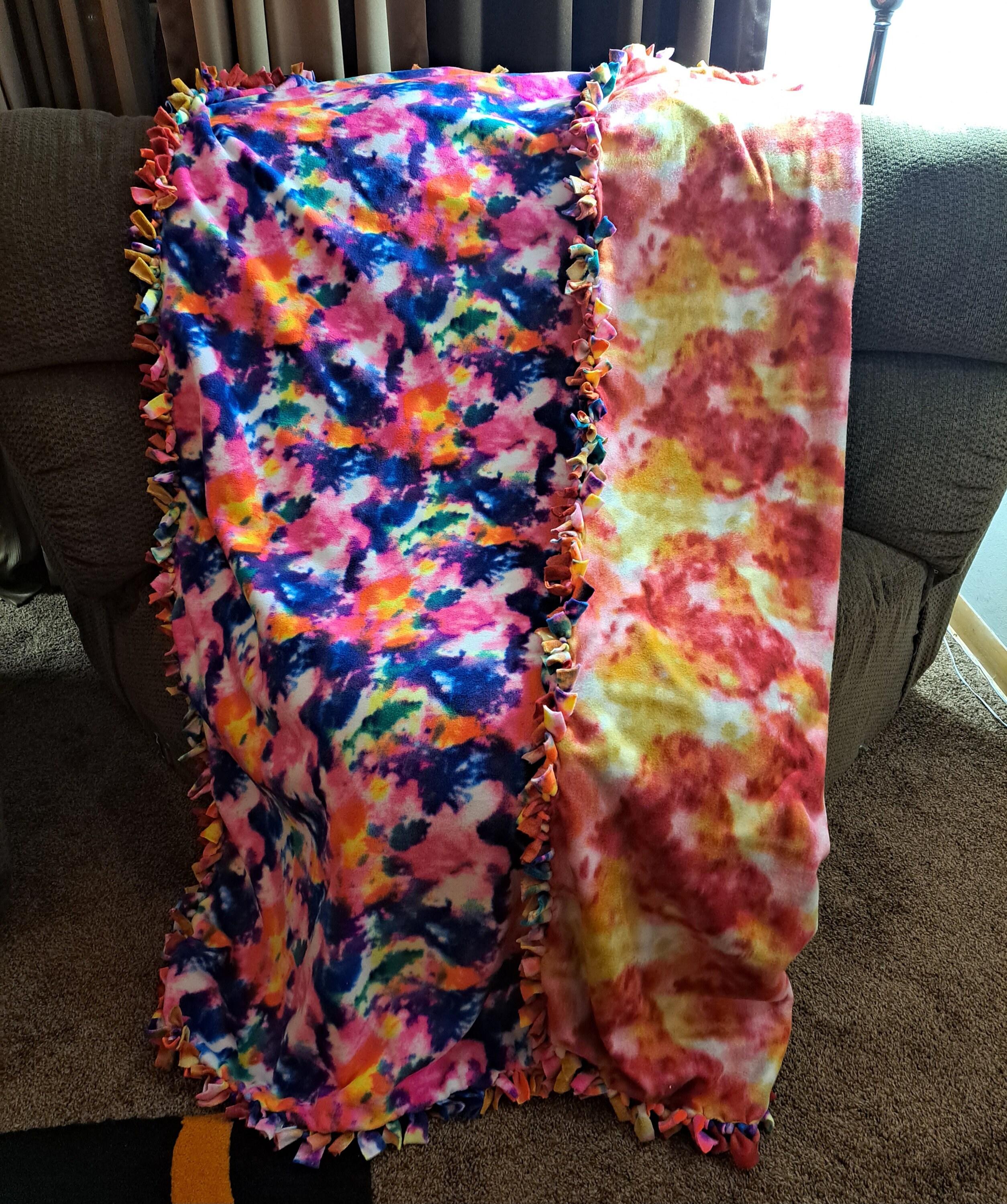 Tie Tye Dye Rainbow Gay Pride Starburst Fleece Fabric 60 wide