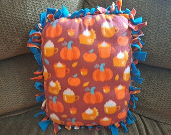 Handmade Jumbo Pumpkins Fall Pumpkin Pie Autumn Pumpkin Spice Latte No Sew Fleece Pillow