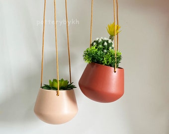 Minimalistische muur hangende plantenpot, Morandi roze/rode plantenbak voor vetplanten, Boho Home Garden Decor, Housewarming cadeau voor moeder