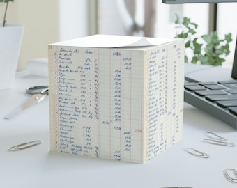 Note Cube - sticky notes - 700 sheets - desk square note pad - stacked notepad with vintage ledger design