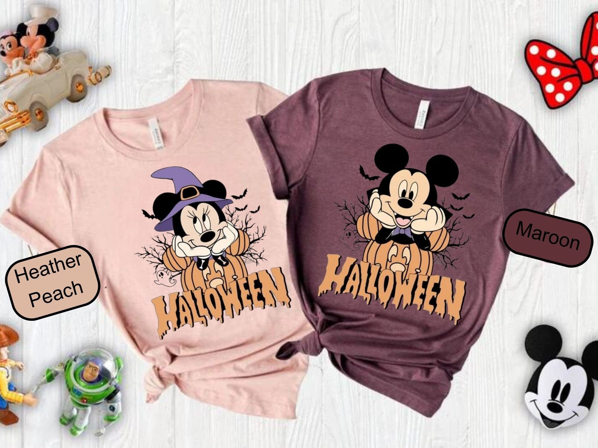 Discover Disney Halloween Couple Shirt, Matching Mickie and Minnie Couple Tee, Disney Halloween Matching Couple T Shirt, Disney Family Trip T Shirts
