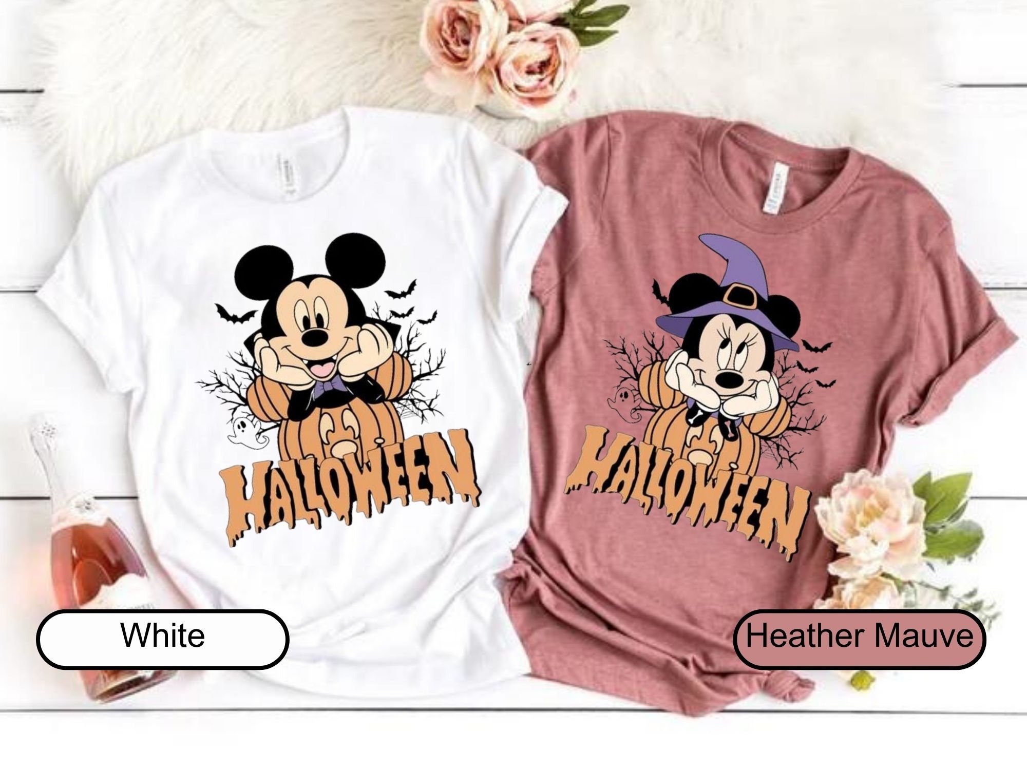 Discover Disney Halloween Couple Shirt, Matching Mickie and Minnie Couple Tee, Disney Halloween Matching Couple T Shirt, Disney Family Trip T Shirts