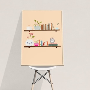 Lámina de estantería: Decoración de pared para amantes de los libros (descarga digital)