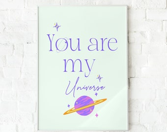 Impression d'art paroles BTS You're My Universe : décoration murale Kpop (téléchargement numérique)