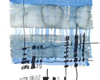 Zen in the moonlight, abstract, watercolor, ink, acrylic, original work, Michael Gebauer, meditation, improvisation