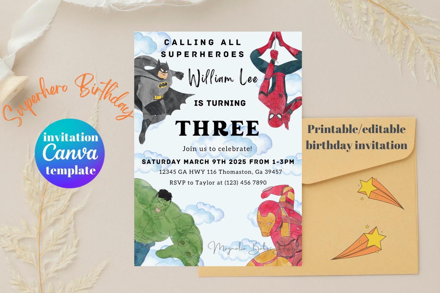 Kids Superhero Birthday Invite
