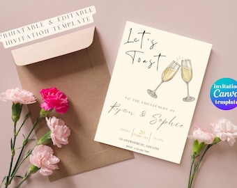 Let&#39;s Toast Engagement Party Invitation