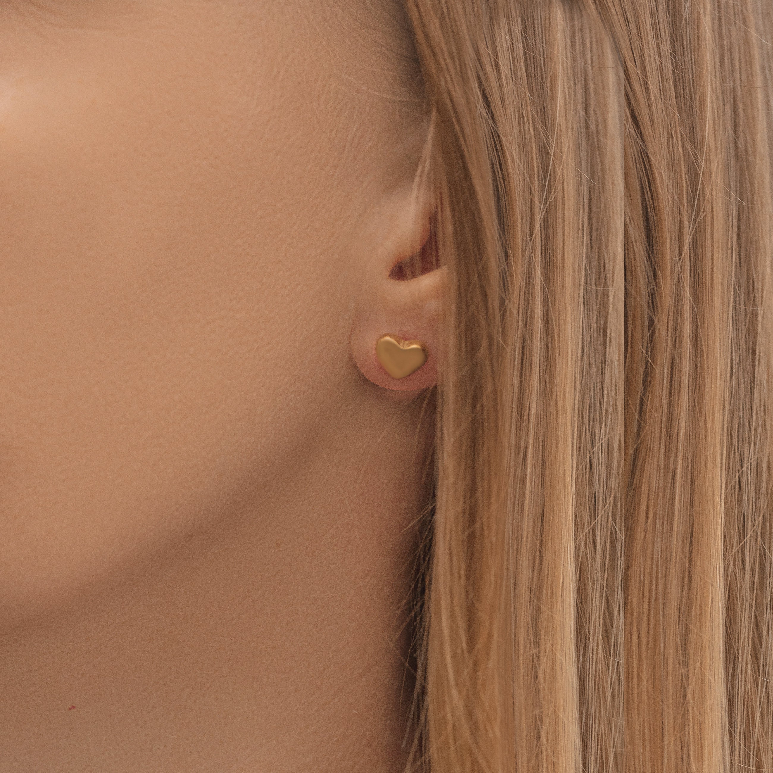 18k Gold Heart Stud Earrings • Tiny Heart Studs • Dainty