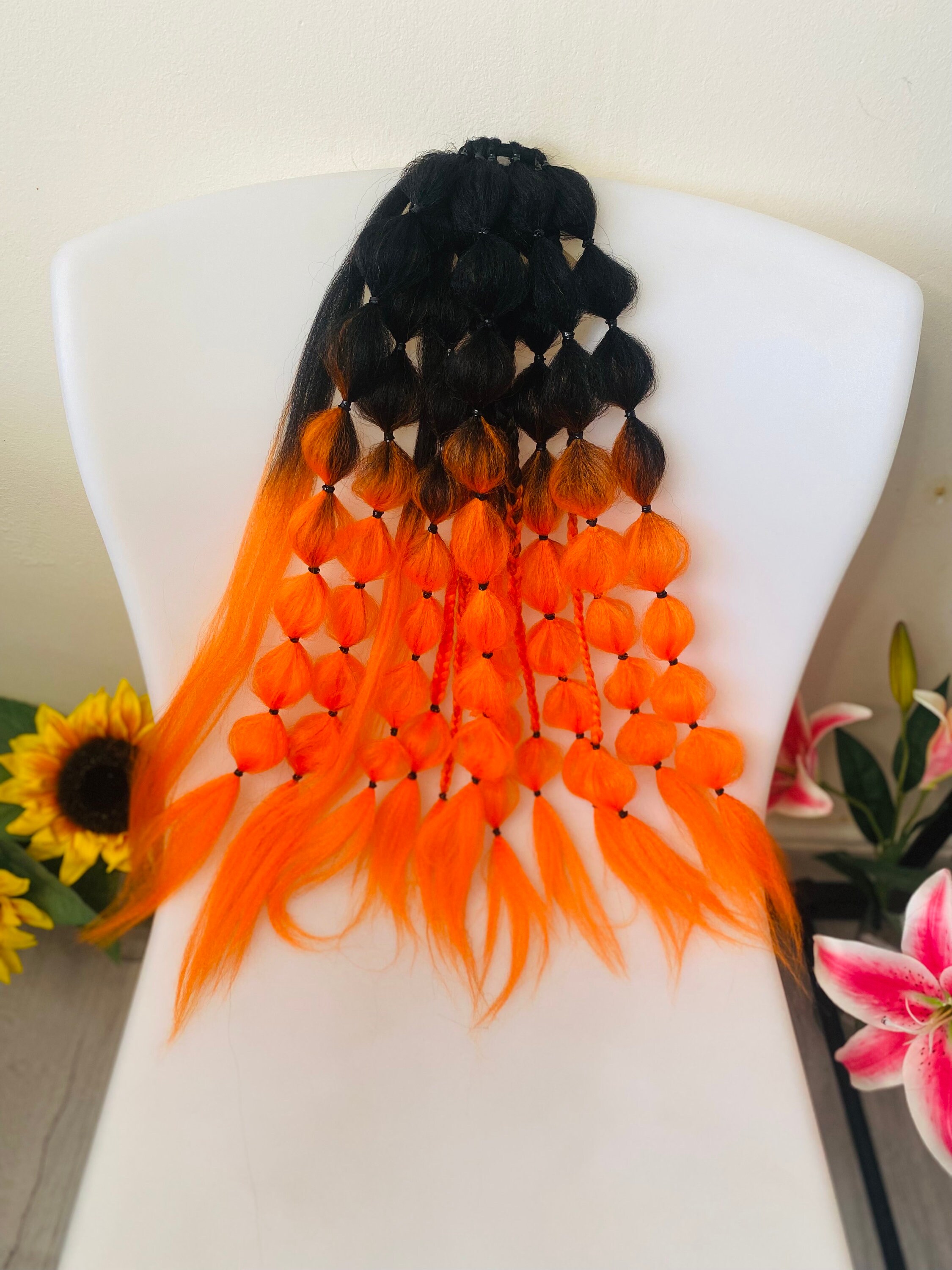 Orange Yarn Falls Hair Extensions 