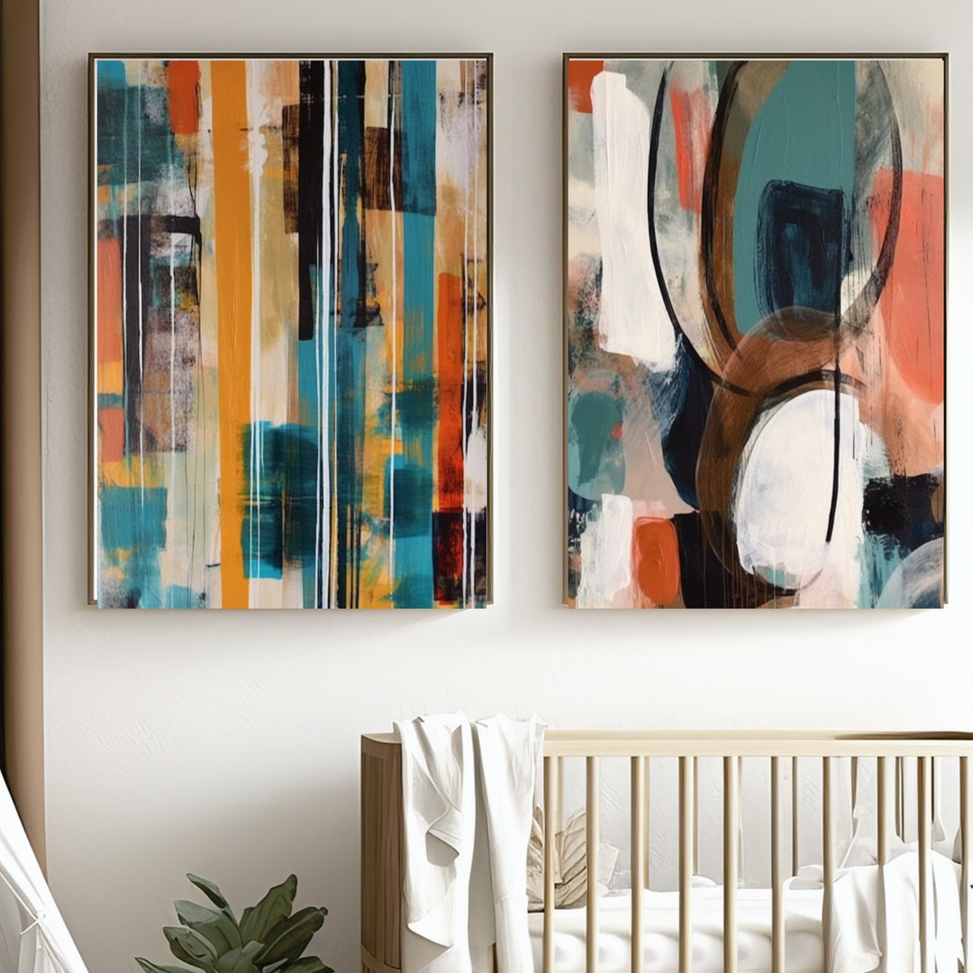 Mid Century Modern Boho Art Prints, Set of 4,featuring Abstract Designs ...