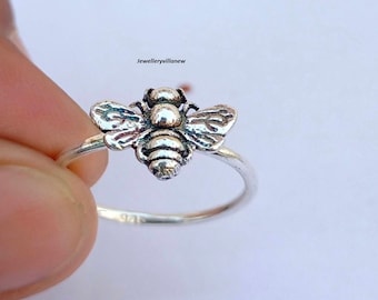 Bee Ring, 925 Sterling Silver, Handmade Ring, Silver Band Ring, Women Ring, Proposal Ring, Dainty Ring, Friendship Ring, Lovely Ring.