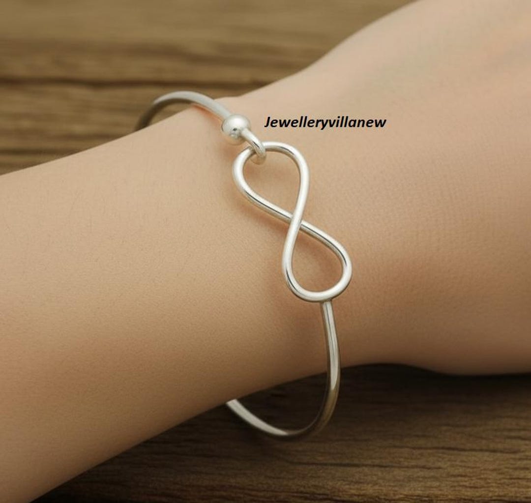 Sterling Silver Infinity Bangle, Handmade Charm Bracelet - Etsy