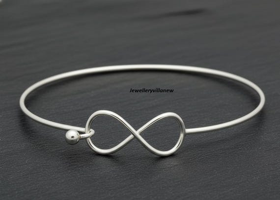 Sterling Silver Infinity Bangle, Handmade Charm Bracelet - Etsy