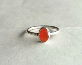 Pure carnelian Ring, 925 Sterling Silver Ring, Carnelian Jewelry , Handmade Ring , Carnelian Ring , Birthstone Jewelry, Proposal Ring.