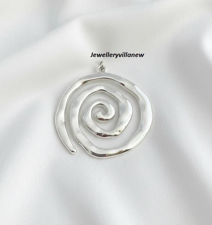 Collier Argent Rhodié 925/1000 Barette Oxydes blancs et Spirale Oxydes