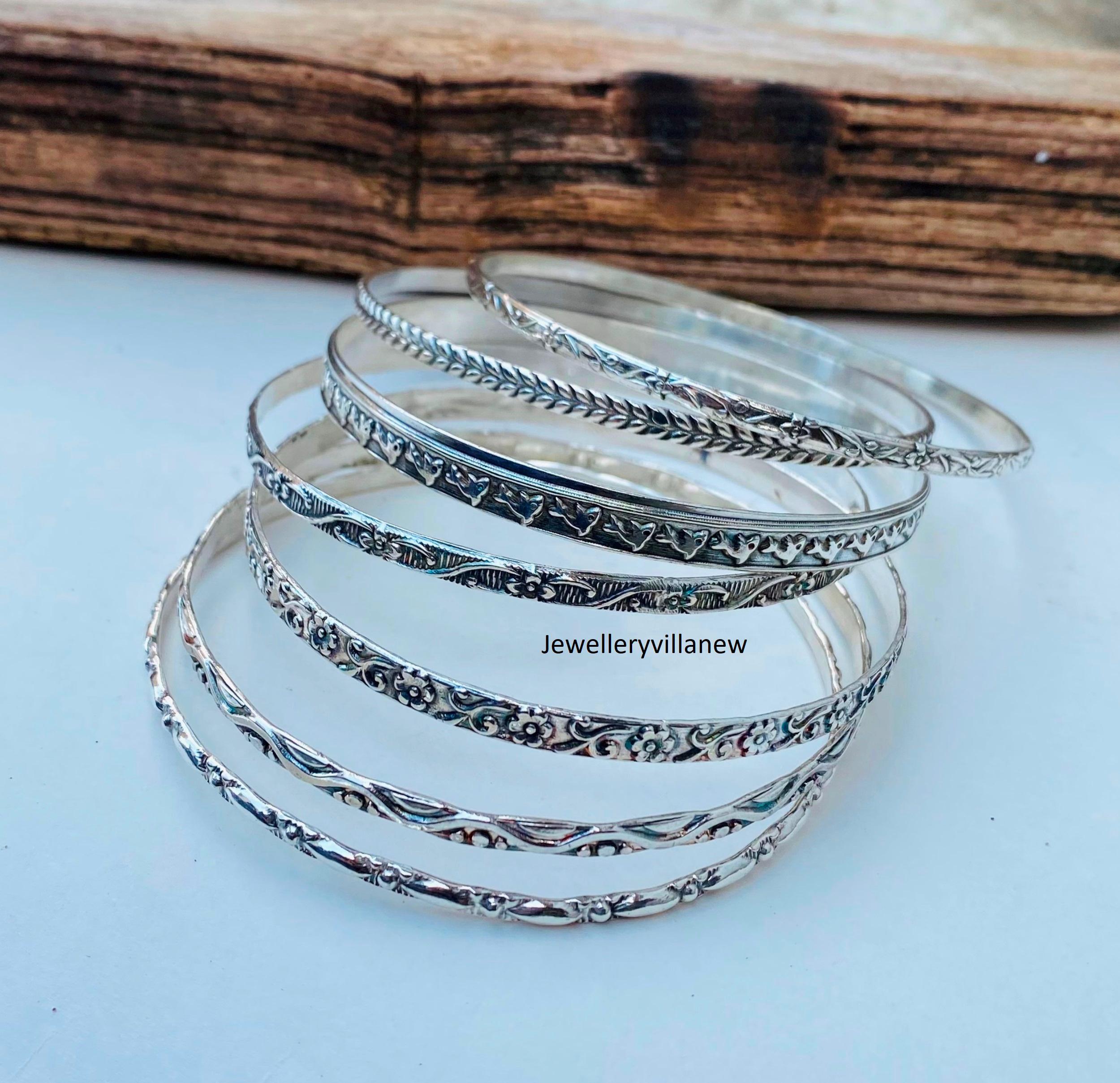 Handmade Sterling Silver Bangle Set: Designer Party Jewelry - Etsy