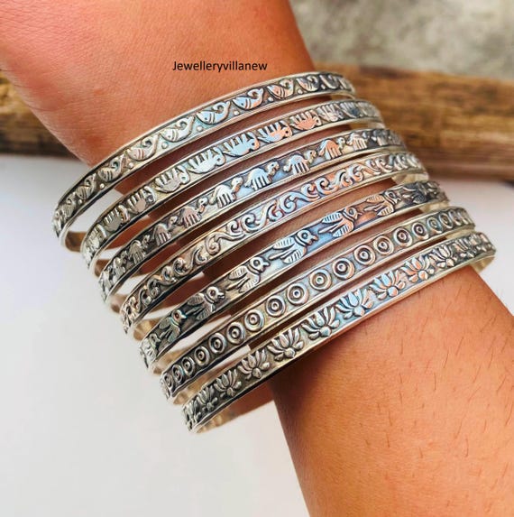 Set di bracciali impilabili in argento sterling