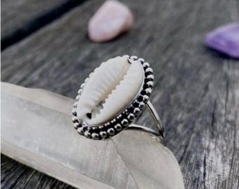 Cowrie Band Ring, 925 Sterling Silver, Handmade Ring, Women Ring, Friendship Ring, Proposal Ring, Attractive Ring, Beautiful Ring.
