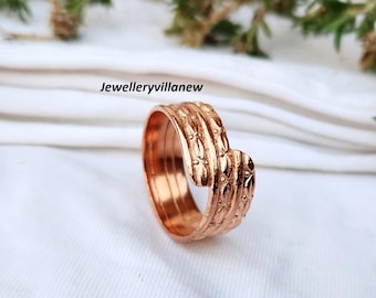 Anillo de cobre martillado: joyería bohemia curativa ajustable