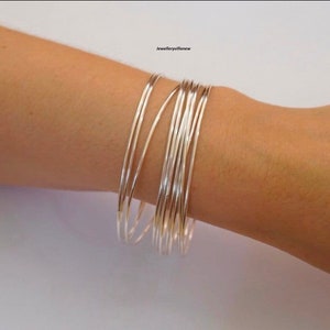 Beautiful Silver Bangle Set! Handmade 925 Sterling Silver Bangle set! 7 day Bangle! Simple Set Bangle! 7 Set Off Bangles! Stacking Bangles