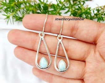 Larimar Sterling Silver Earrings: Handmade Boho Gemstone Jewelry