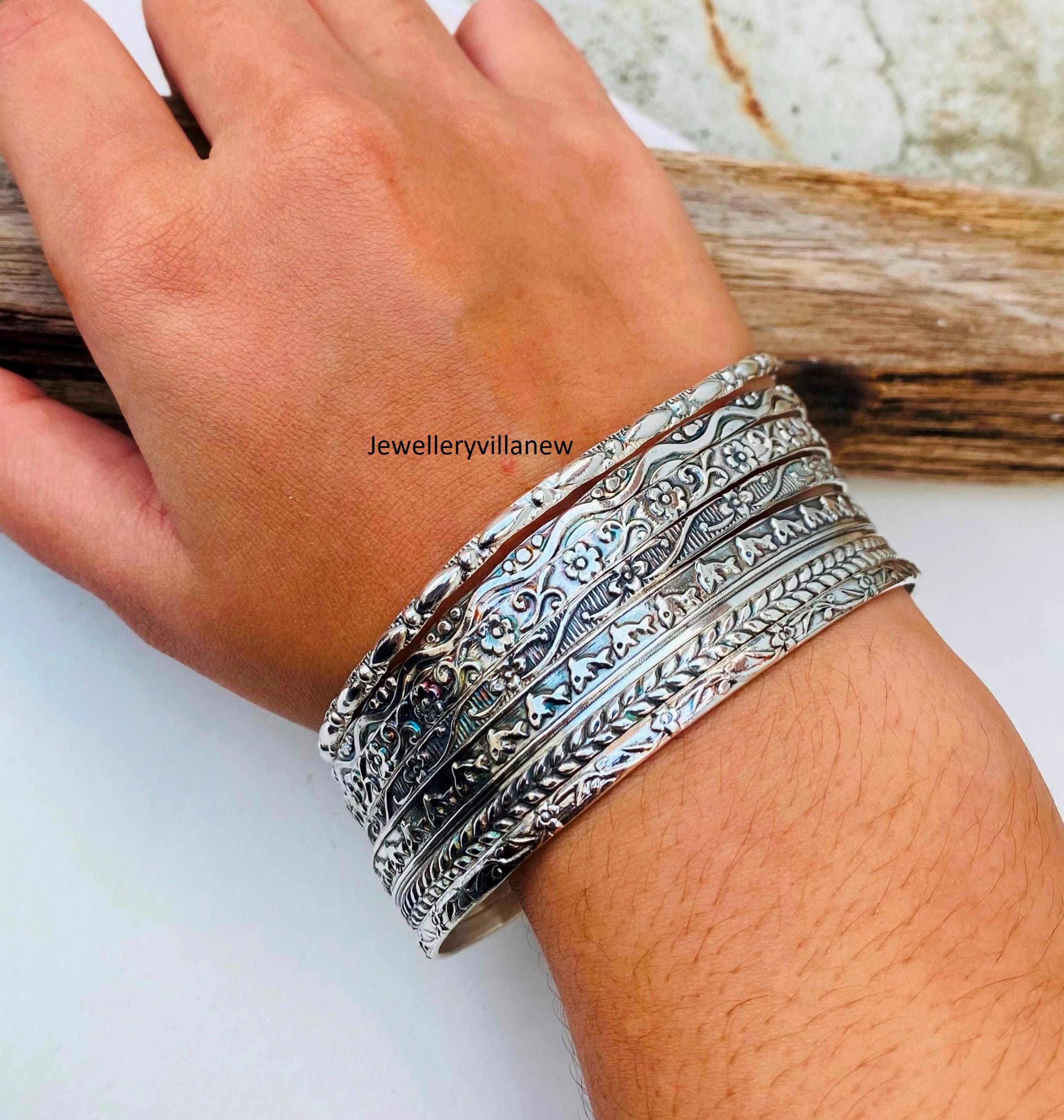 Handmade Sterling Silver Bangle Set: Designer Party Jewelry - Etsy