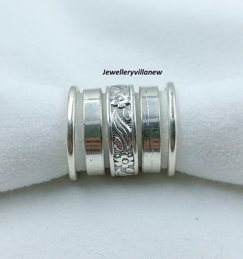Handmade Sterling Silver Stacking Ring Set, Floral Design, Boho - Etsy