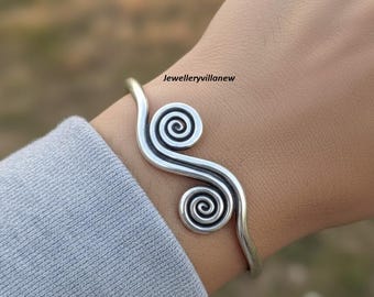 Bracelet Jonc Ajustable En Argent Sterling 925 - Grenat Naturel Et Topaze Bleue De Londres