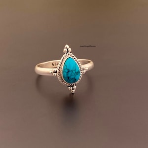 Blue Turquoise Ring, Gemstone Ring, Turquoise Ring, 925 Silver Sterling Ring, Turquoise Jewelry, Silver Ring, Handmade Ring, Statement Ring.