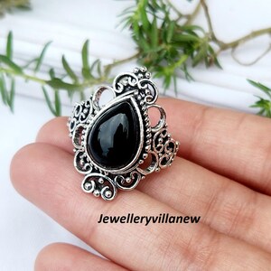 Black Onyx Ring, 925 Sterling Silver, Handmade Ring, Women Ring, Wedding Ring, Designer Ring, Gemstone Ring, Beautiful Christmas Gift.