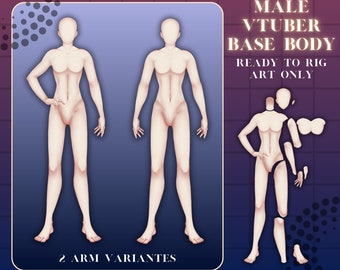 Male Vtuber Model Base | 2 Arm Variantes