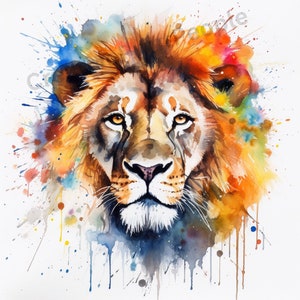 Lion Watercolour Printable Artwork Commercial Rights