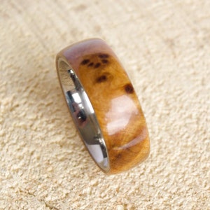 Thuya Burl Wood Titanium Ring: Handmade Band