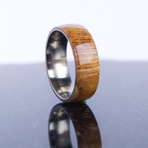 Handmade Oak Burl Titanium Ring: 6mm/8mm Wedding Band