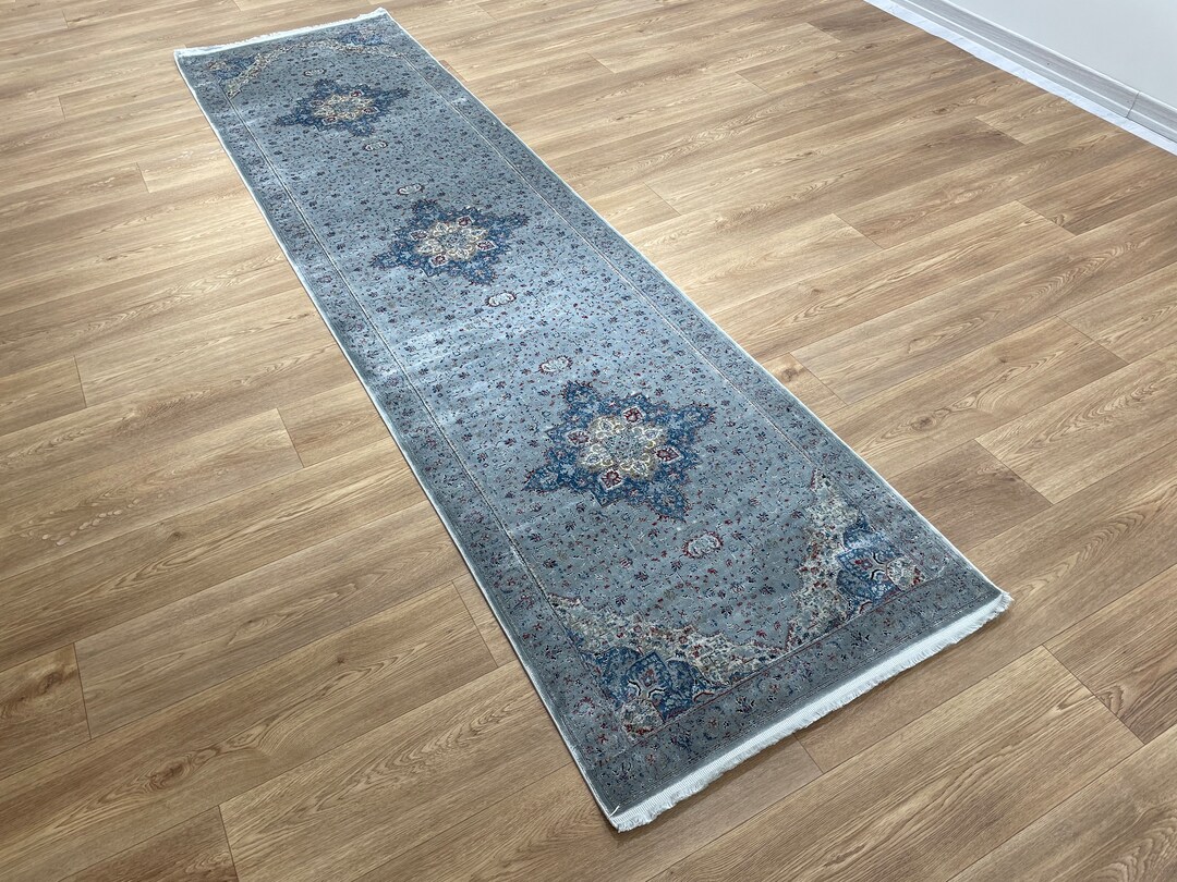 3x10 Gray Runner Rug, Changing Colored Rug, 3x10 Oriental Design Rug