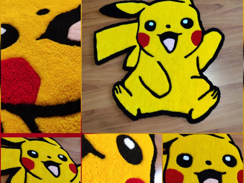 Pikachu Pokemon Custom Tufted Handmade Rug for Children Room Kids